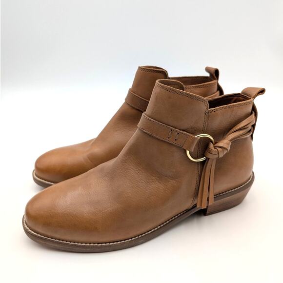 Softwalk Reade Fringe Detail Ankle Boots Women's Cognac Size US8M EU39 - Picture 1 of 13